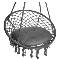 Huśtawka wisząca pleciona BOHO Grafit + Poduszka