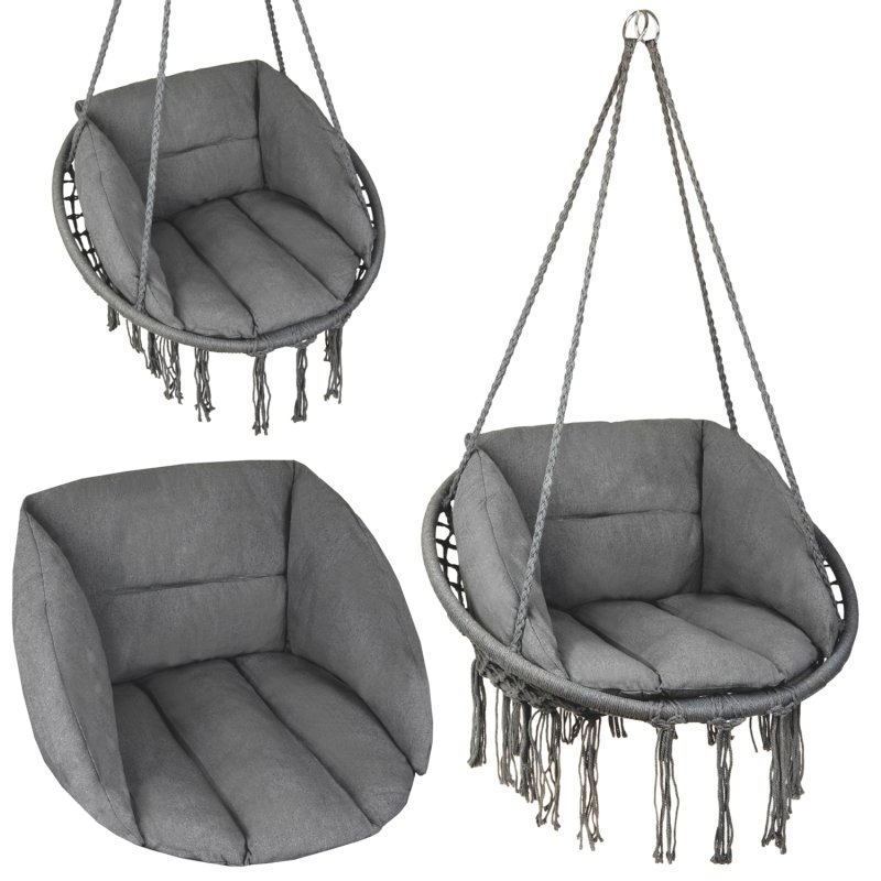 Huśtawka wisząca pleciona BOHO + 2x Poduszka XXL