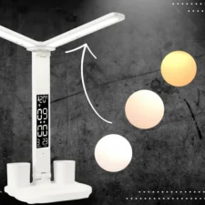 Podwójna lampka biurkowa z wyświetlaczem organizer