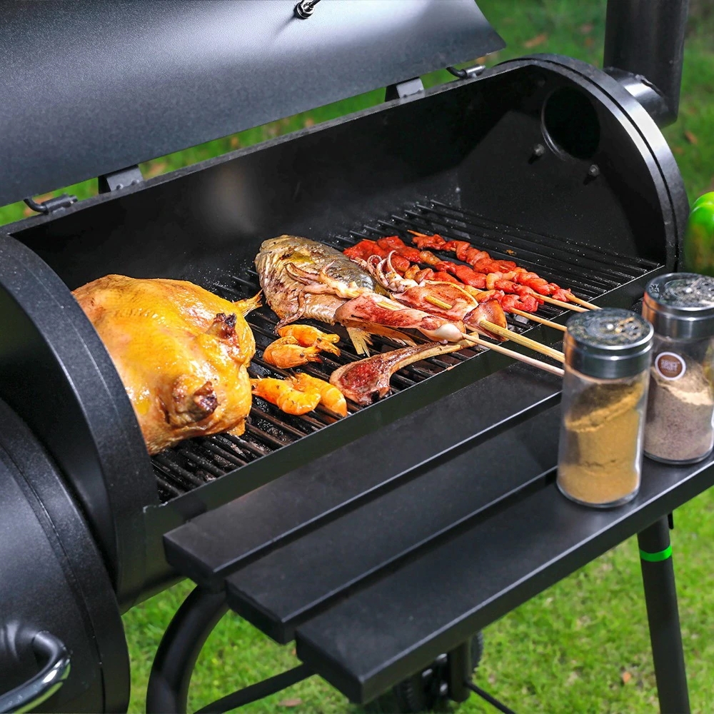 Grill ogrodowy węglowy z wędzarnią + Mata teflon