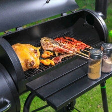 Grill ogrodowy węglowy z wędzarnią + Mata teflon