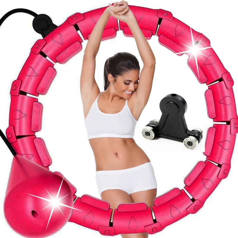 Hula hop z obciążeniem, regulacja średnicy Różowy