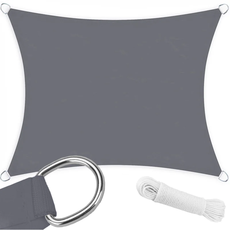 Żagiel przeciwsłoneczny wodoodporny kwadratowy Grafitowy 5x5m + Linka