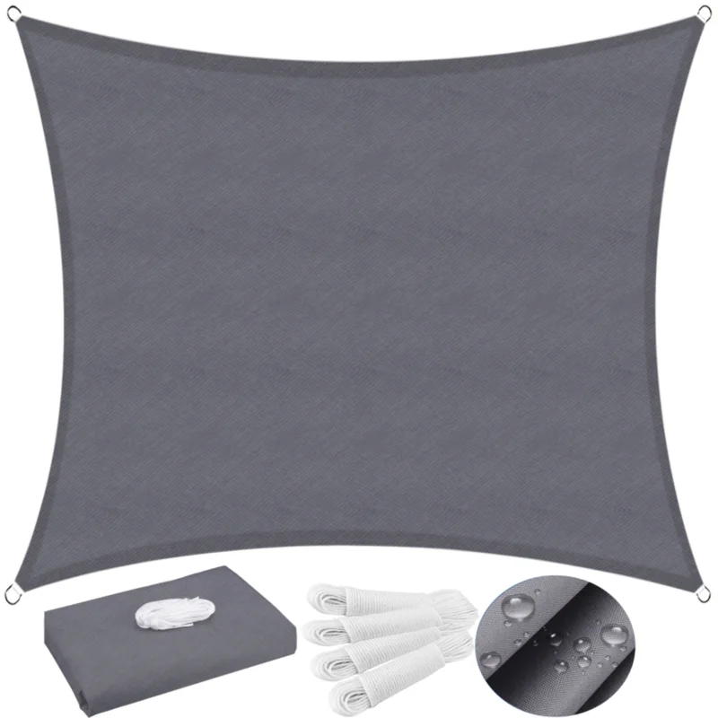 Żagiel przeciwsłoneczny ogrodowy kwadratowy Grafitowy 5x5m + Linka