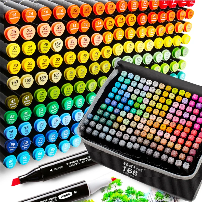 Markery alkoholowe dwustronne 168szt. + Torba