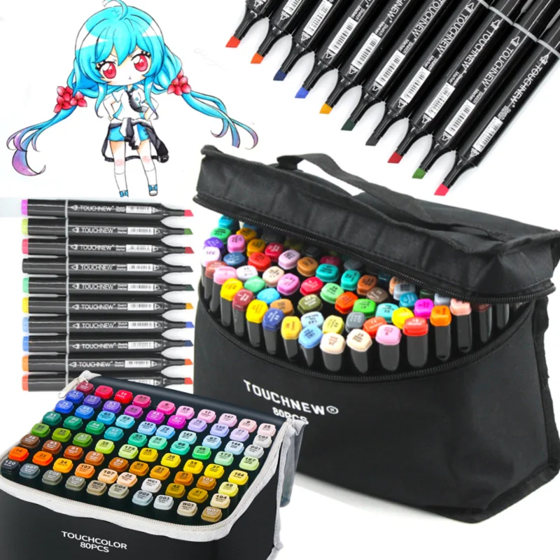 Markery alkoholowe dwustronne 80szt. + Torba