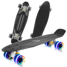 Deskorolka Fiszka dla dzieci z podświetlanymi kółkami LED Czarna