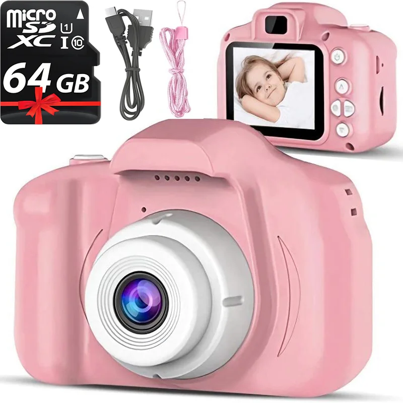 Cyfrowy aparat fotograficzny dla dzieci Różowy + Karta 64GB