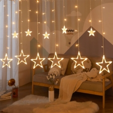 Girlanda 120LED kurtyna Gwiazdki Biały Ciepły