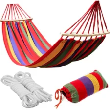 Hamak ogrodowy dwuosobowy z poprzeczką Kolorowy 220x100cm