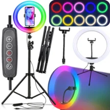 Lampa pierścieniowa do selfie LED RGB + 2x Statyw