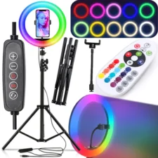 Lampa pierścieniowa do selfie LED RGB + Statyw + Pilot
