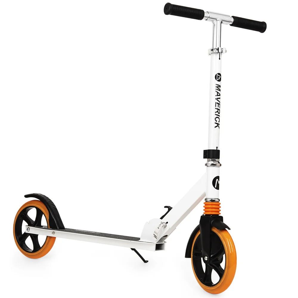 Hulajnoga duża składana z amortyzatorem Biała