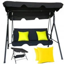 Huśtawka ogrodowa 3-osobowa z daszkiem + 2 Poduszki