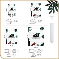 Worki próżniowe na ubrania 14 sztuk + Pompka