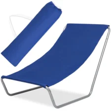 Leżak plażowy fotel ogrodowy składany Niebieski + Torba