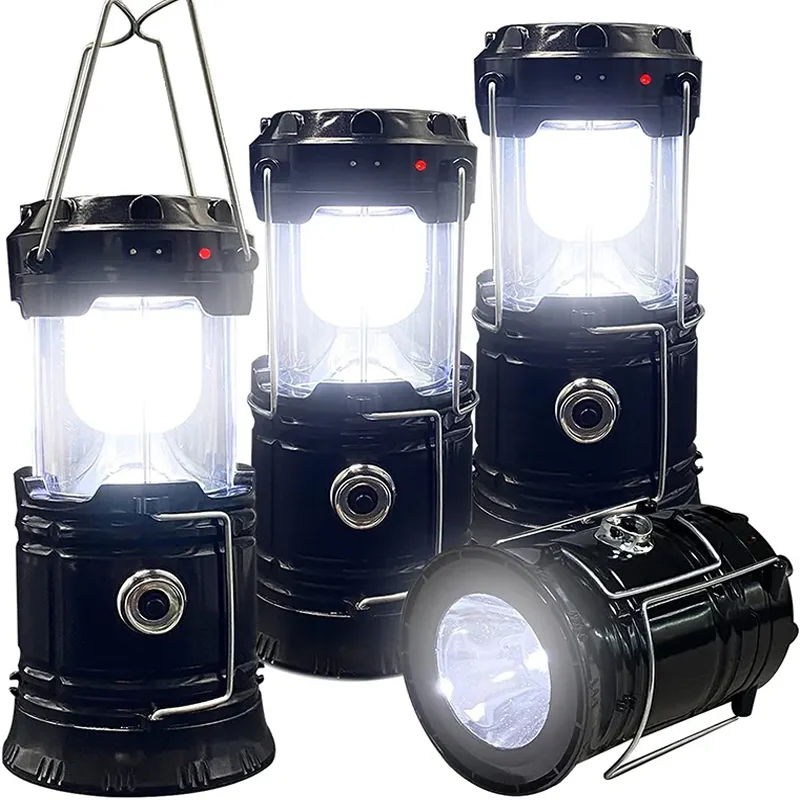 Lampa solarna kempingowa latarka turystyczna Czarna