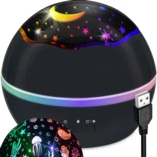 Projektor gwiazd lampka nocna dla dzieci Czarny