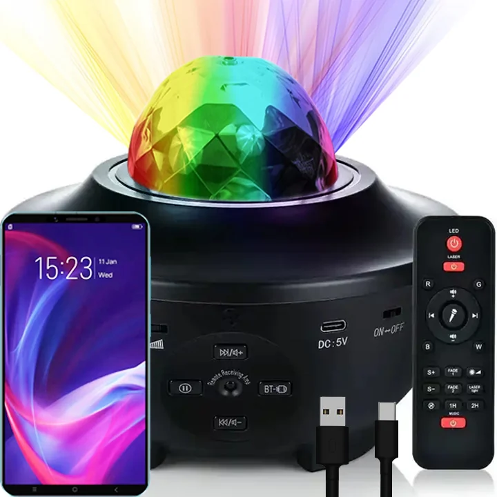 Projektor gwiazd lampka nocna dla dzieci Czarny + Pilot