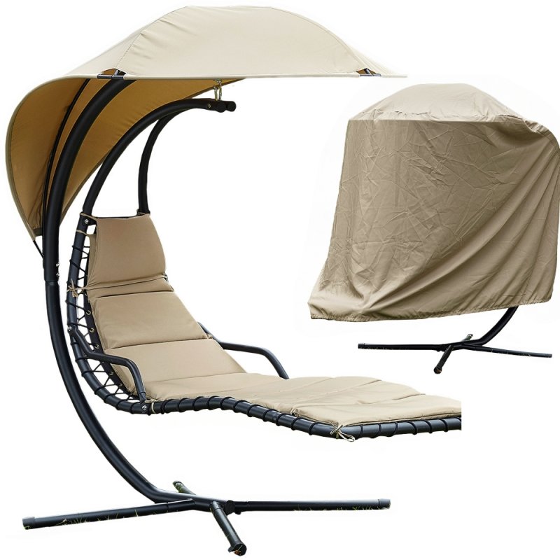 Leżak wiszący z daszkiem + Pokrowiec Beżowy