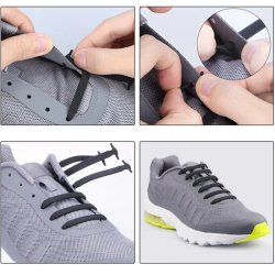 Sznurówki silikonowe kpl. 16 sztuk czarne