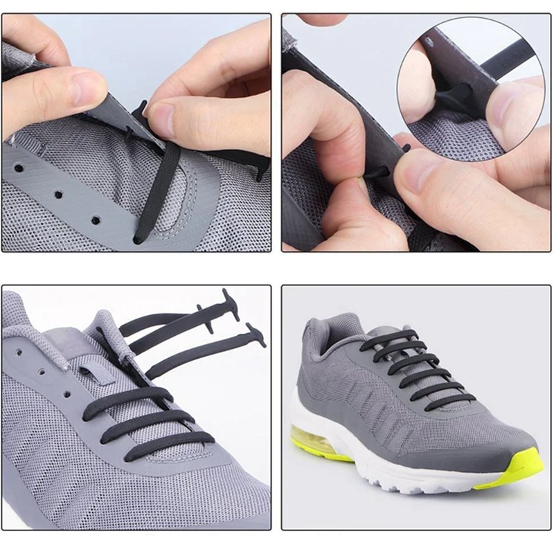 Sznurówki silikonowe kpl. 16 sztuk czarne