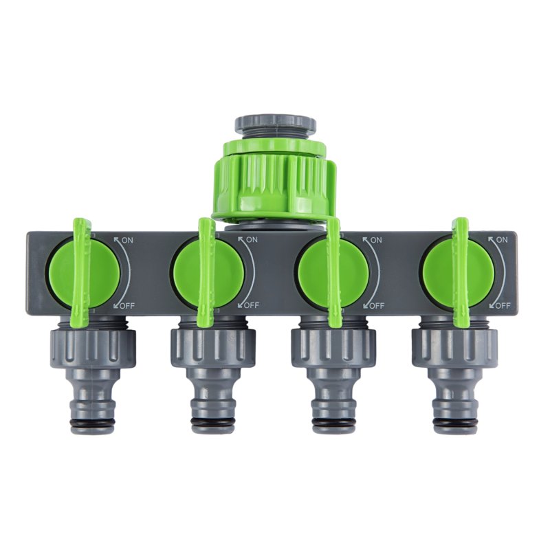 Rozdzielacz ogrodowy do wody 4-drożny + Redukcja