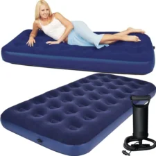 Materac dmuchany jednoosobowy flokowany 191x73cm + Pompka