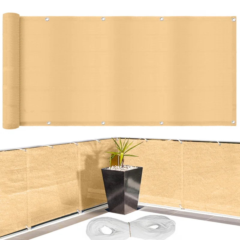 Osłona balkonowa Beżowa 5x0,75m + Linka