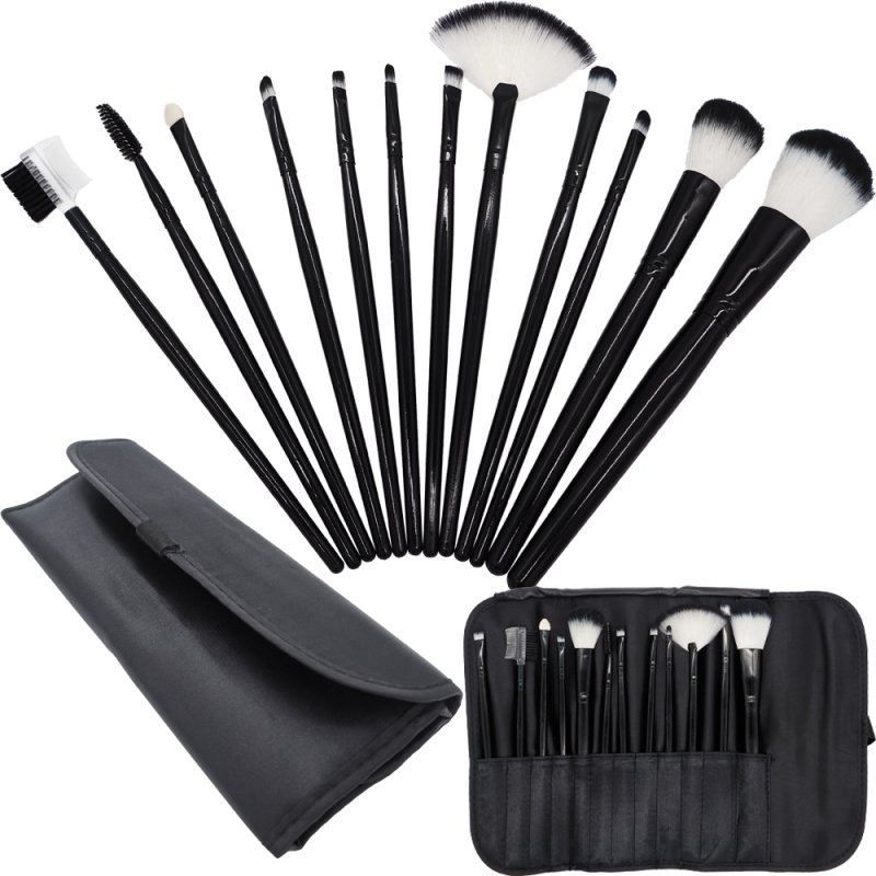 Pędzle do makijażu w etui 12 sztuk pędzelki Czarne