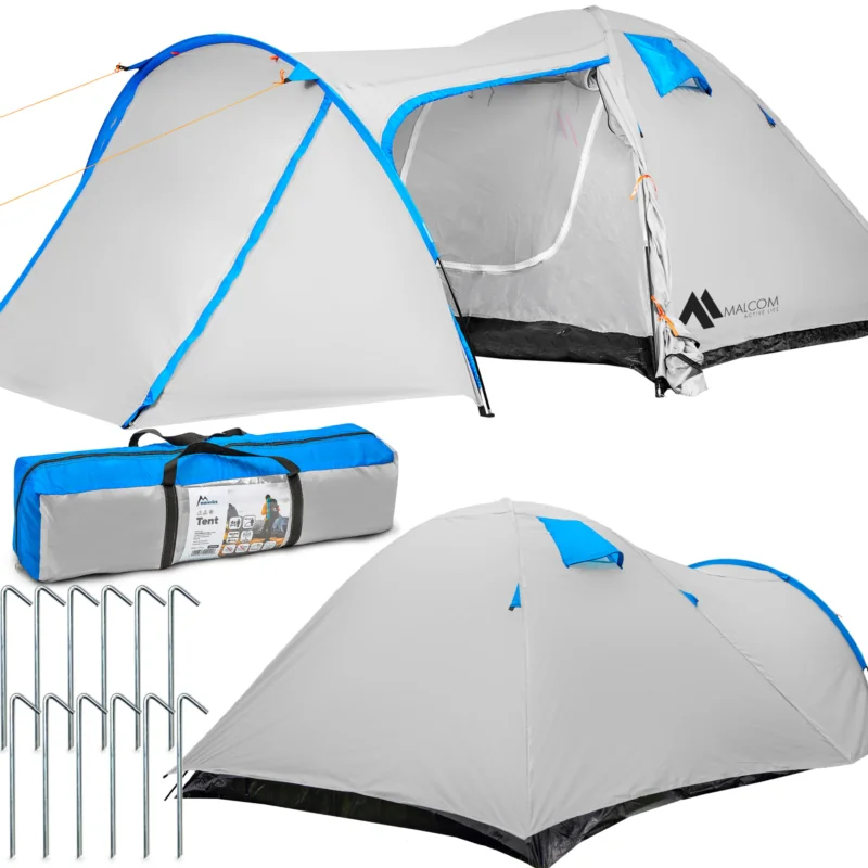 Namiot turystyczny 4-osobowy z przedsionkiem Szary