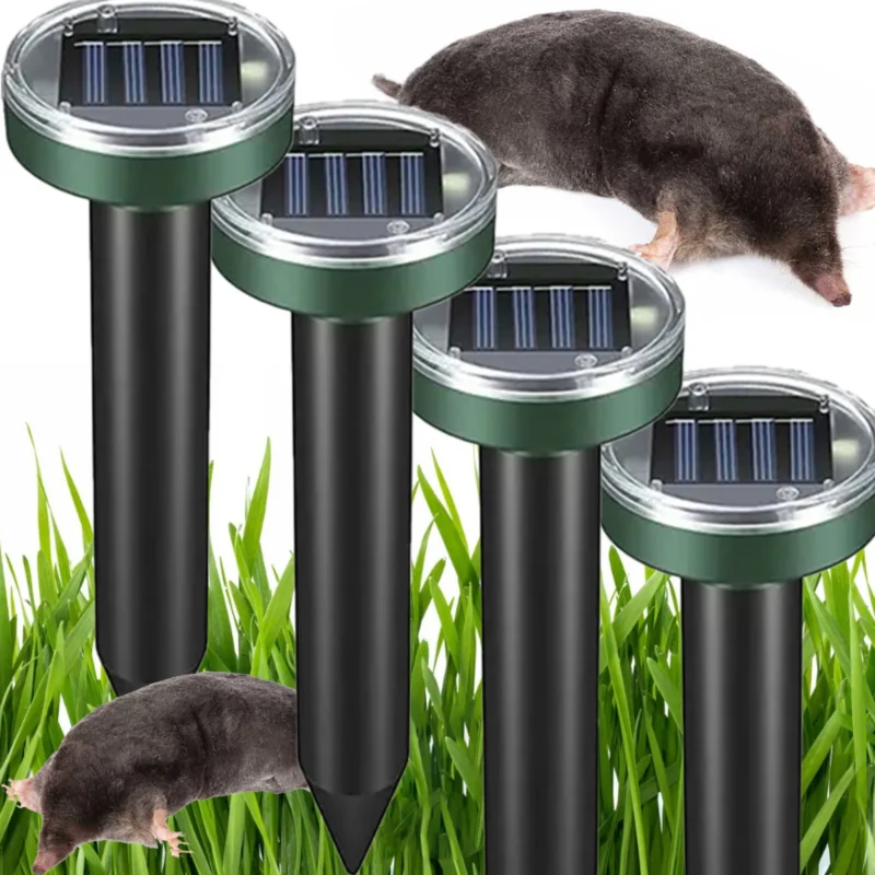 Odstraszacz na krety, gryzonie solarny okrągły zestaw 4 sztuk