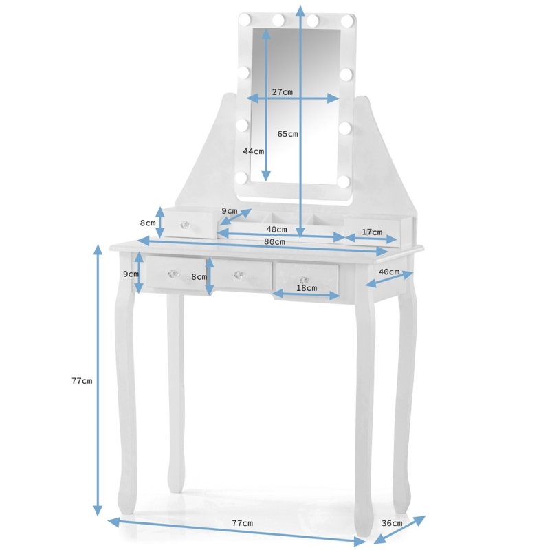 SDH158 Toaletka kosmetyczna z oświetleniem+taboret