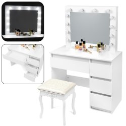 Toaletka kosmetyczna z oświetleniem + Taboret