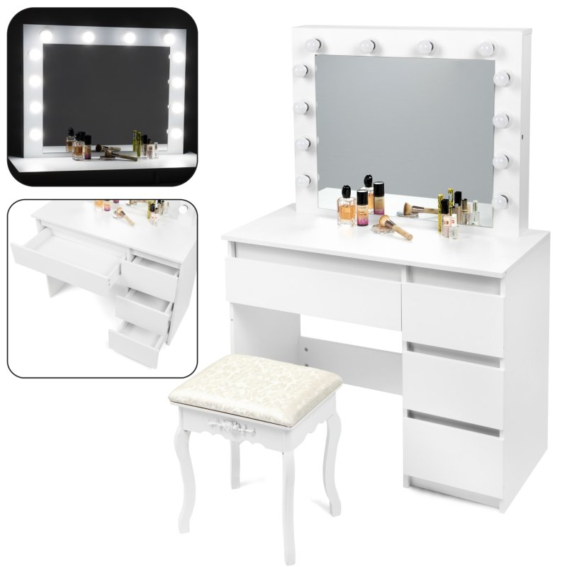 Toaletka kosmetyczna z oświetleniem + Taboret