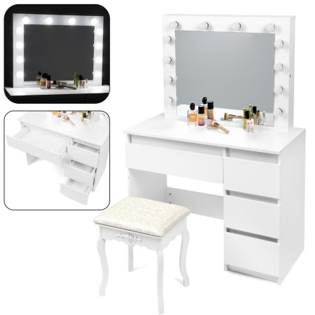 Toaletka kosmetyczna z oświetleniem + Taboret