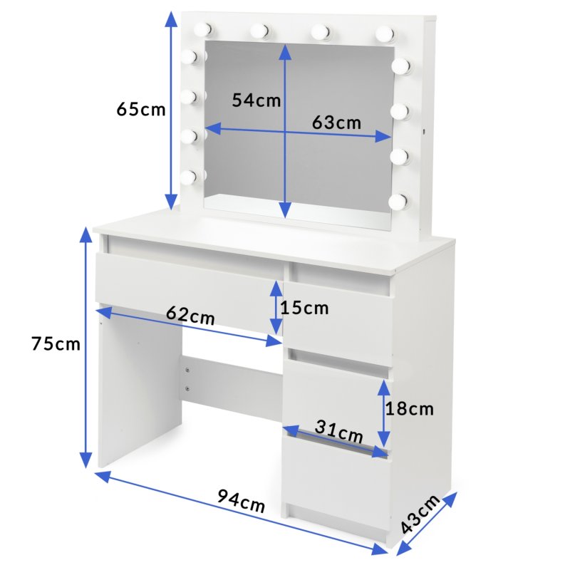 Toaletka kosmetyczna z oświetleniem + Taboret