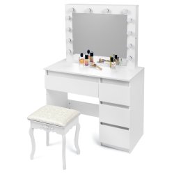 Toaletka kosmetyczna z oświetleniem + Taboret