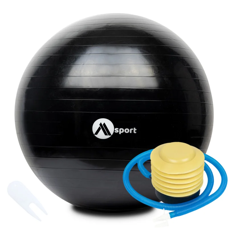 Piłka gimnastyczna rehabilitacyjna do pilatesu ćwiczeń yogi Czarna 65cm + Pompka