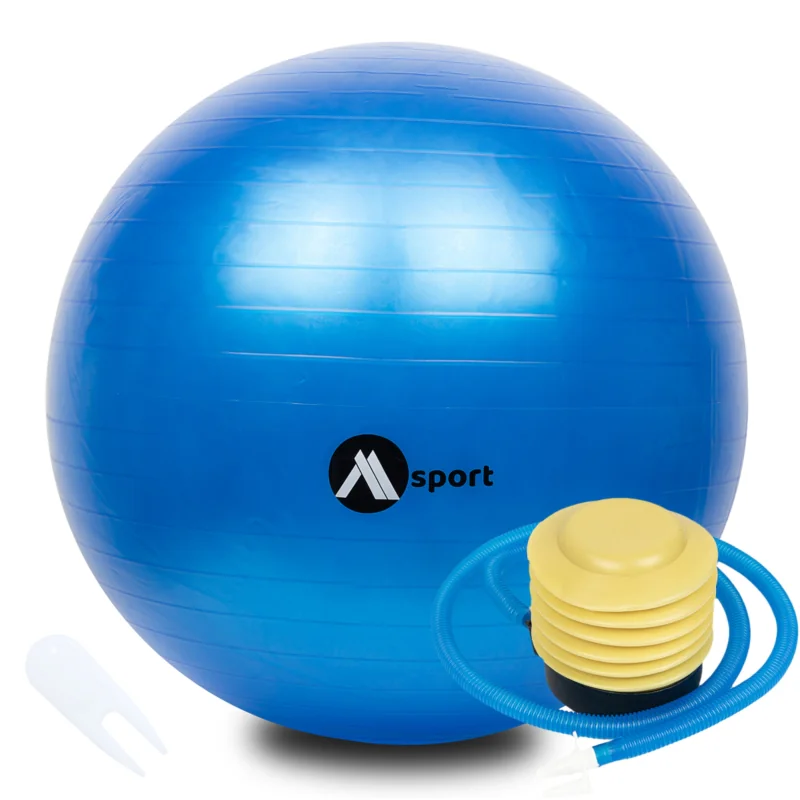 Piłka gimnastyczna rehabilitacyjna do pilatesu ćwiczeń yogi Niebieska 65cm + Pompka