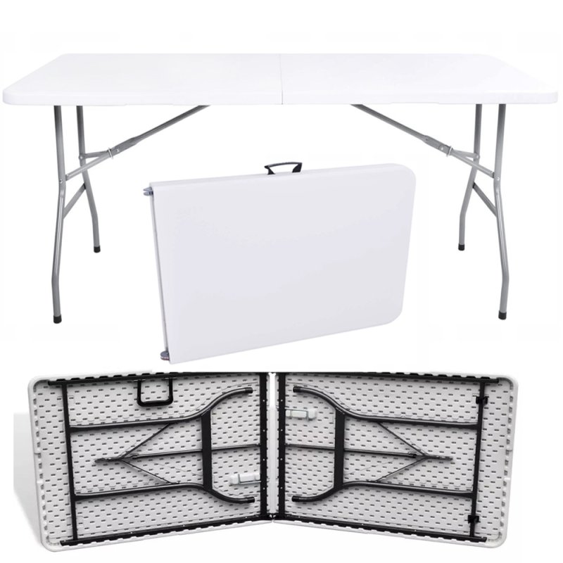 Stół cateringowy składany biały 180x75cm z rączką