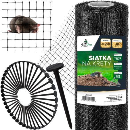 Siatka na krety 45g/m2 2x200m + Szpilki