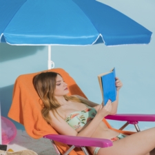 Parasol plażowy łamany wbijany 200cm Niebieski