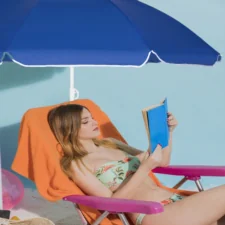 Parasol plażowy łamany wbijany 220cm Niebieski