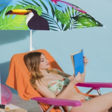 Parasol plażowy składany łamany we wzorki 160cm