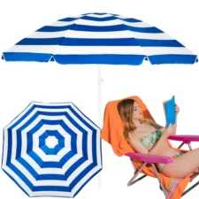 Parasol plażowy łamany składany Niebieskie Pasy 200cm