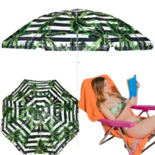 Parasol plażowy łamany składany Czarne pasy i Palmy 220cm