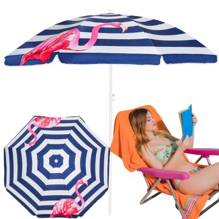Parasol plażowy składany łamany z flamingiem 160cm