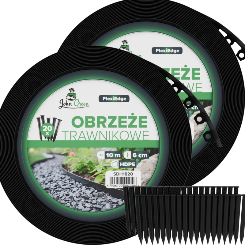 Obrzeże trawnikowe ogrodowe 6cm 20mb (2x10m) + 40 Kotew
