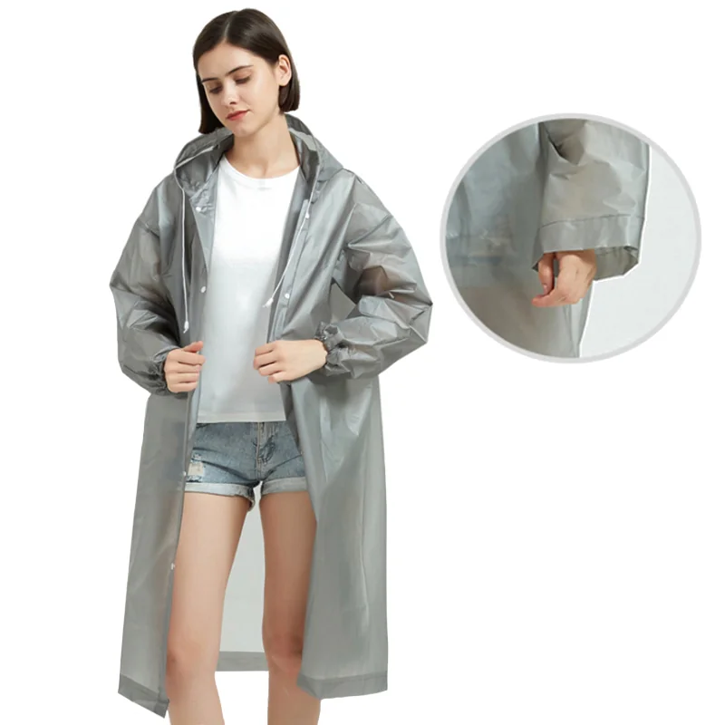 Płaszcz przeciwdeszczowy z kapturem kieszonkowy peleryna Szary